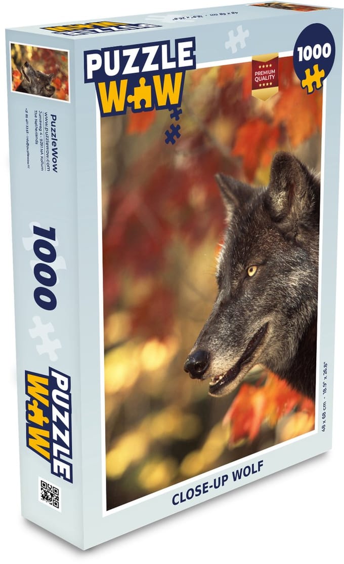 Puzzel Wolf - Close up - Bladeren - Legpuzzel - Puzzel 1000 stukjes volwassenen