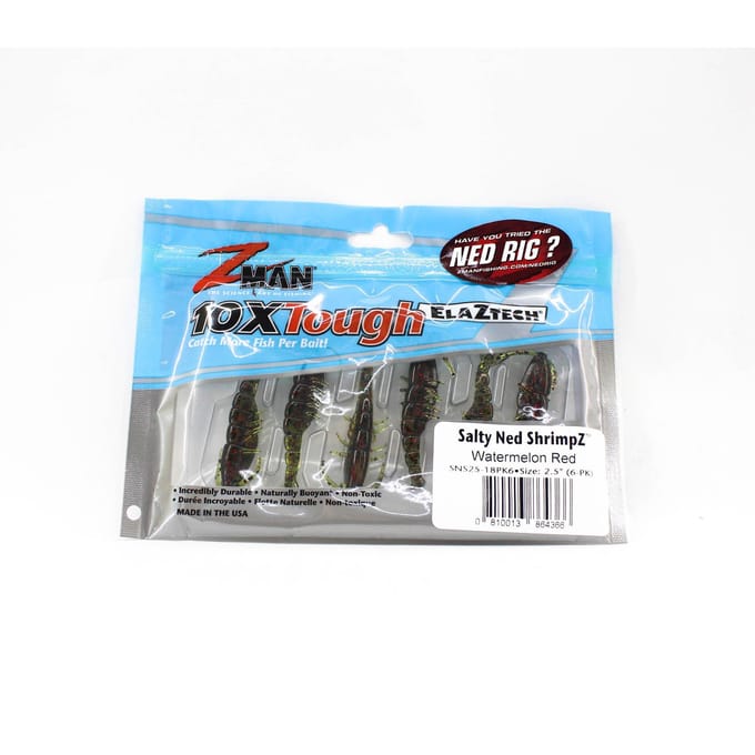 Zman Soft Lure Salty Ned ShrimpZ 2,5 Inch 6/Pack Watermeloen Rood (4366) blue