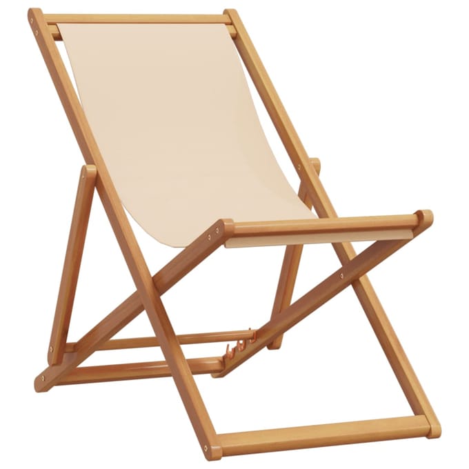 vidaXL - Opklapbare - stoelen, - 2 - stuks, - beige - stof - en - massief - hout