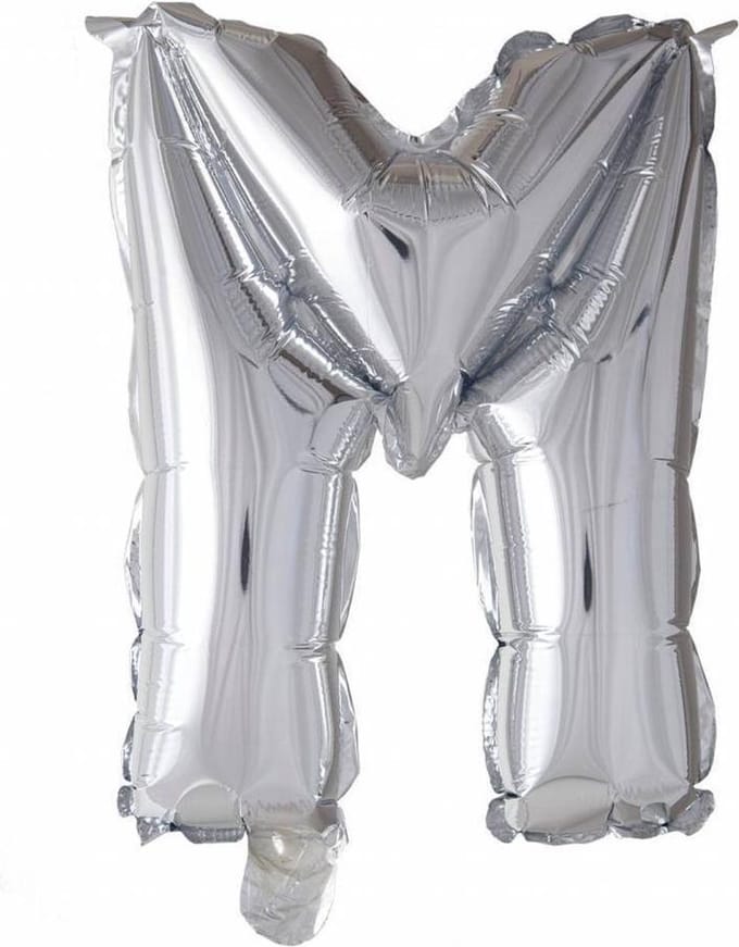 Wefiesta Folieballon Letter M 41 Cm Zilver