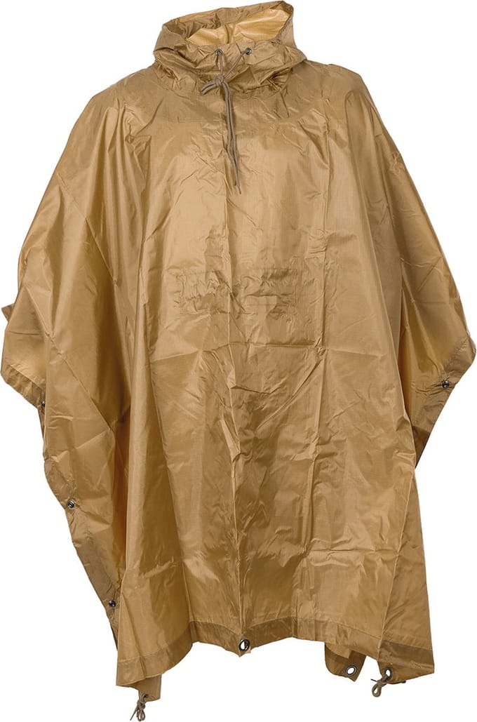 MFH US Poncho Rip Stop Mod. - coyote tan camouflage - Afmetingen 144 x 223 cm