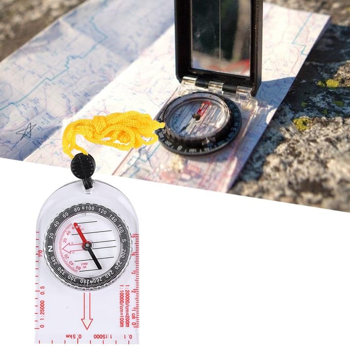 Boussole de Carte Portable Multifonctionnelle pour Camping Randonnée Aventure en Plein Air white