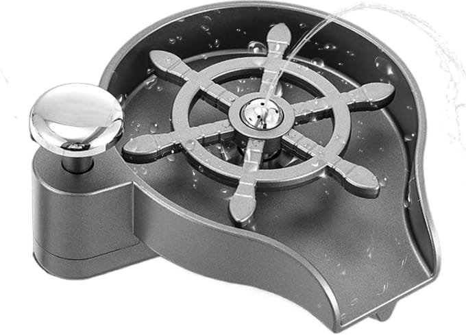 Glazen spoeler - Keuken spoelbak - Efficiënt reinigen - Geïntegreerd zeepdispenser - 80 cm slang - Grijs