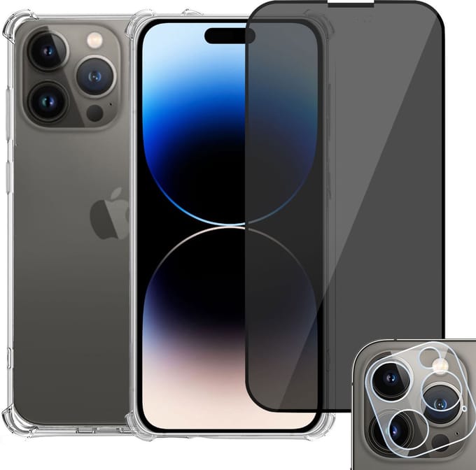 Geschikt voor iPhone 14 Pro Hoesje + Screenprotector + Camera Beschermglas – Gehard Glas Screen Cover Protector