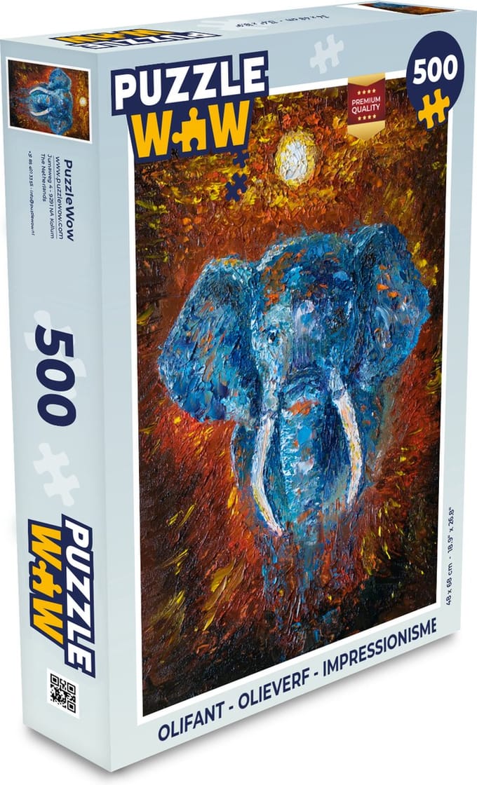 Puzzel Olifant - Olieverf - Impressionisme - Legpuzzel - Puzzel 500 stukjes