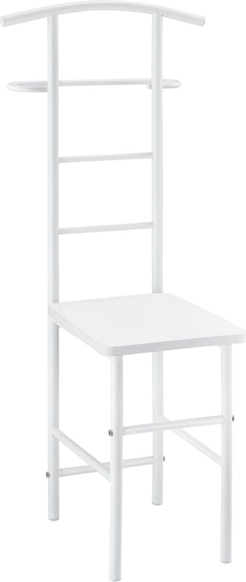 Dressboy kledingrek stoel 107x45x45 cm metaal en MDF wit