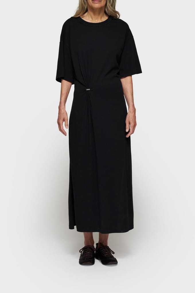 10DAYS Tee Dress Gathering Black Größe: M | Maxikleider Outlet | Damen | Schwarz