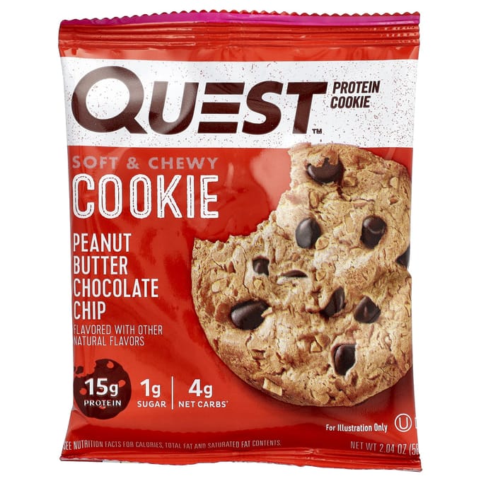 Quest Nutrition Protein Cookie (12x59g) Peanut Butter Chocolate Chip - Functionele voeding - Eiwit Snacks