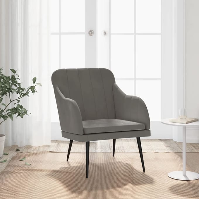vidaXL - Fauteuil - 63x76x80 - cm - fluweel - donkergrijs