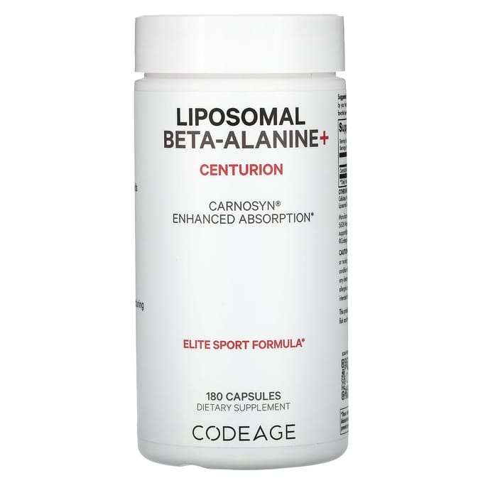 Codeage, Bêta-Alanine Liposomale+, Centurion, CarnoSyn, Absorption Améliorée, 533mg, 180 Capsules