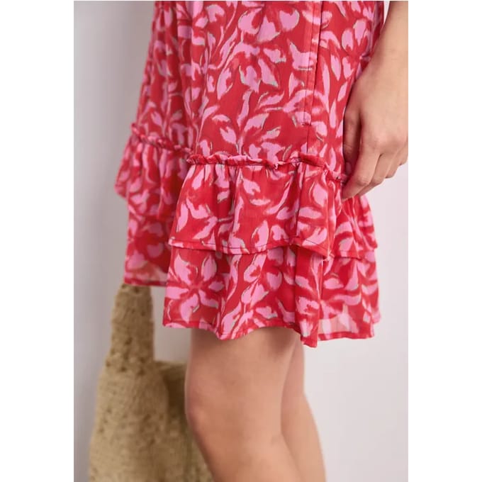Knielange chiffonrok met volants
