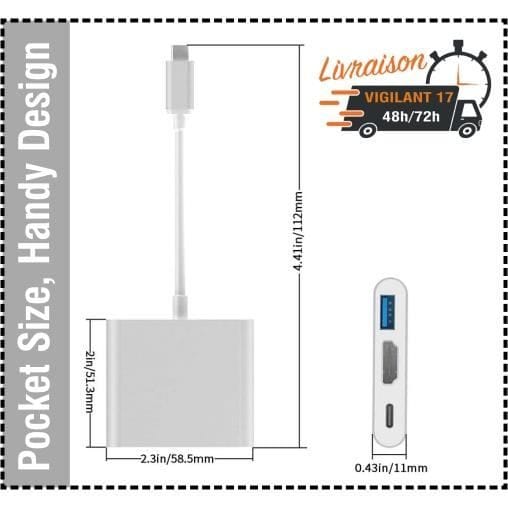 USB 3.0 Type C Adapter USB-C naar HDMI voor Apple Nieuwe Macbook Compatibel met HDMI
