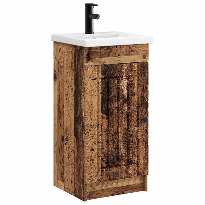 vidaXL - Badkamer - Vanity - met - Wastafel - Oud - hout - 42 - x - 40 - x - 84,5 - cm