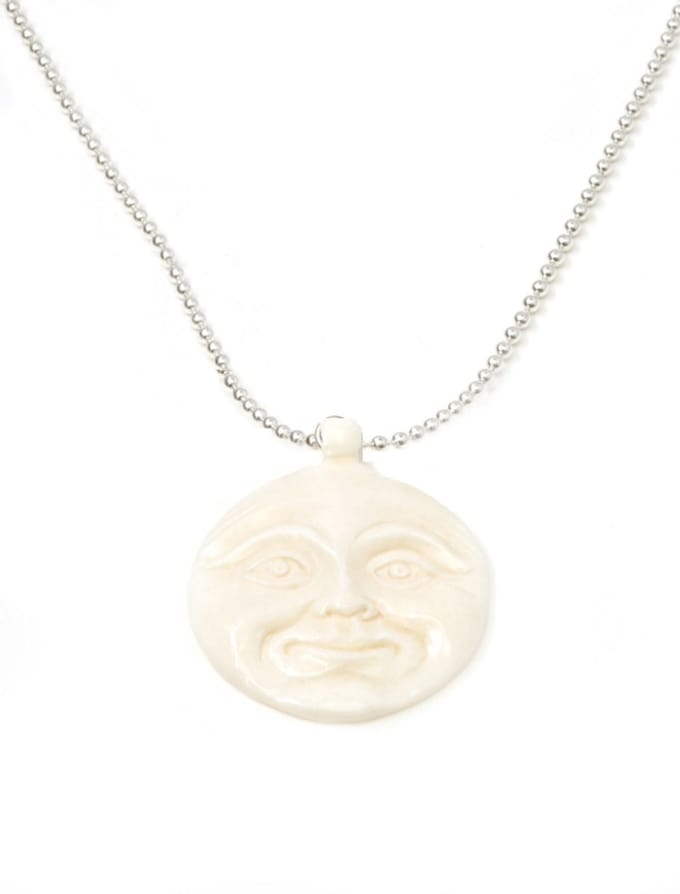 IbizaMen KIDS - Jongens - ketting - ballchain - rvs - face - van bone