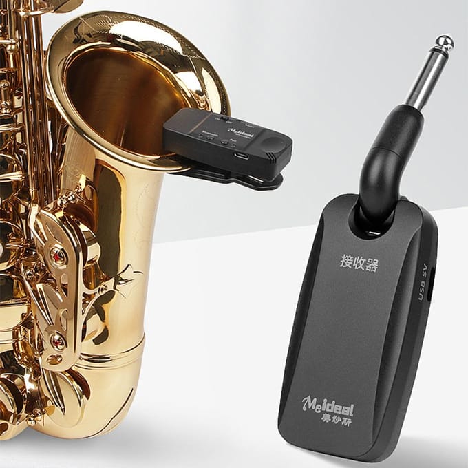 Saxofoon Draadloos Muziekinstrument Pickup Professionele Microfoon Draadloos Instrument UHF Pickup zwart
