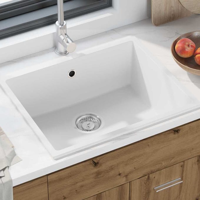 vidaXL - Keukenwasbak - Wit - 54 - x - 44 - x - 20 - cm - Graniet