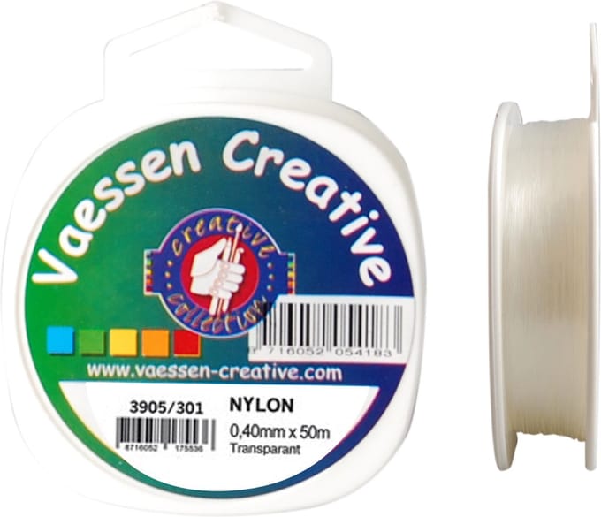Vaessen Creative Nylon Koord - 0,4mmx50m - Transparant