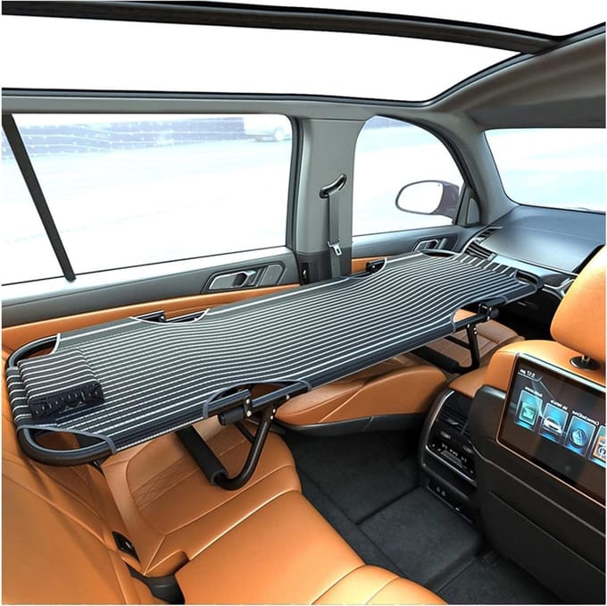 Klapbed Auto - Reisbed Kampeerbed - Comfortabel Rusten - Sterk RVS Frame - 163 cm Lengte - Zwart