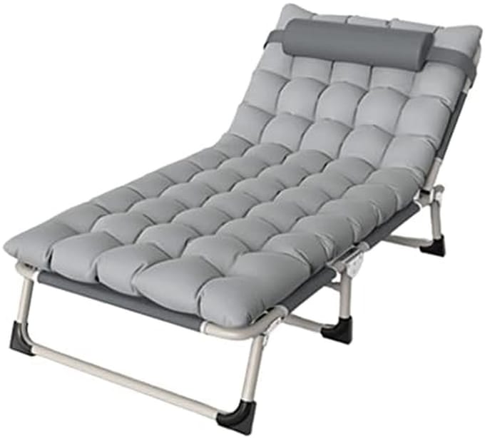 Camping Bed - Opvouwbaar Loungen - Buiten Ontspannen - 4 Posities Instelbaar - 170 cm Lang - Grijs