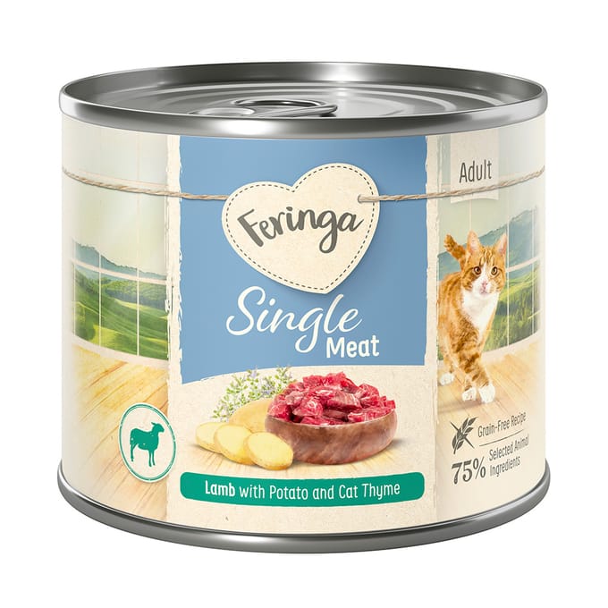 Feringa Single Meat Menu 12 x 200 g Kattenvoer - Lam met Aardappel & Kattengamander