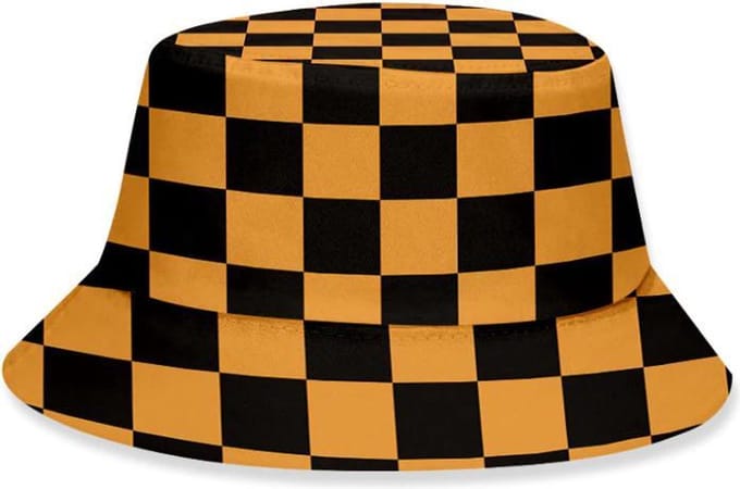 Bucket hat - Unisex - Emmerhoed - Oranje-Zwart geblokt