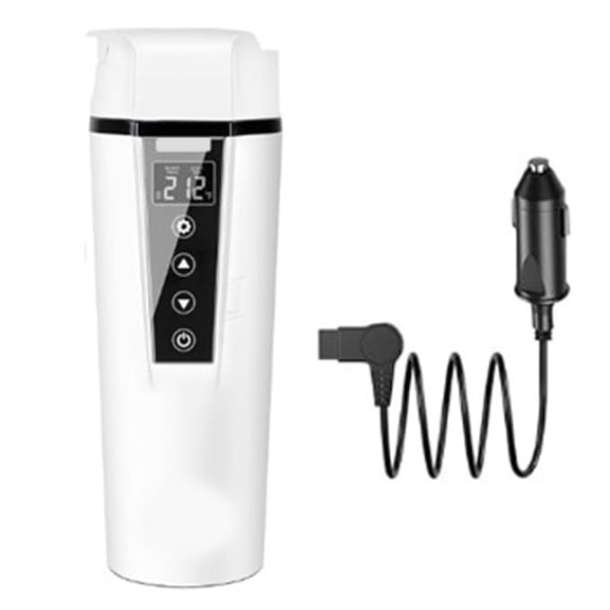 Auto Verwarmbeker Wit Instelbare Temperatuur Smart Scherm Roestvrij Staal Aanraakknop 450ML white