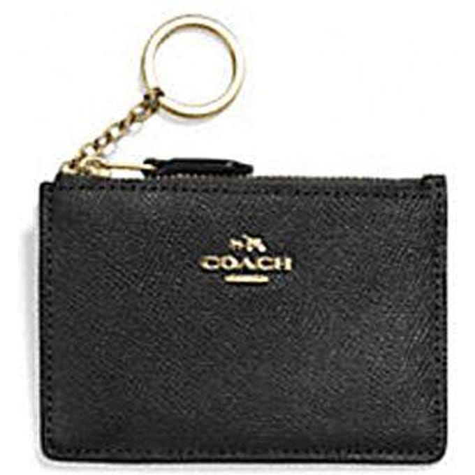 Coach Skinny ID Case Effen Kleur Leer Kaarthouder Mini Dames Kaarthouder Zwart 57841-LIBLK Basic Set (Bag+Dust Bag) black