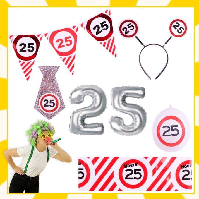 Feestpakket | 25e verjaardag | Verkeersbord | 10-delig