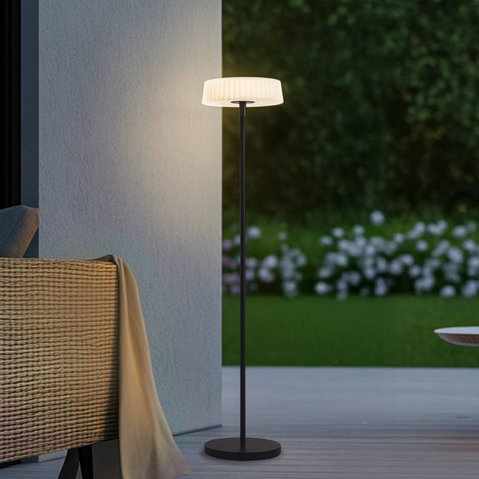 Lindby LED vloerlamp Samine, zwart, metaal, dimbaar