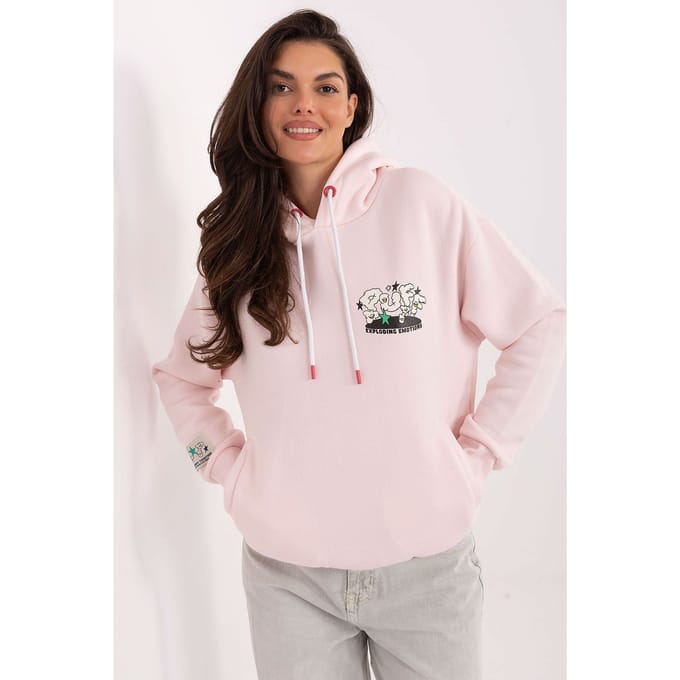 Graphic Print Hoodie - Hellrosa / M