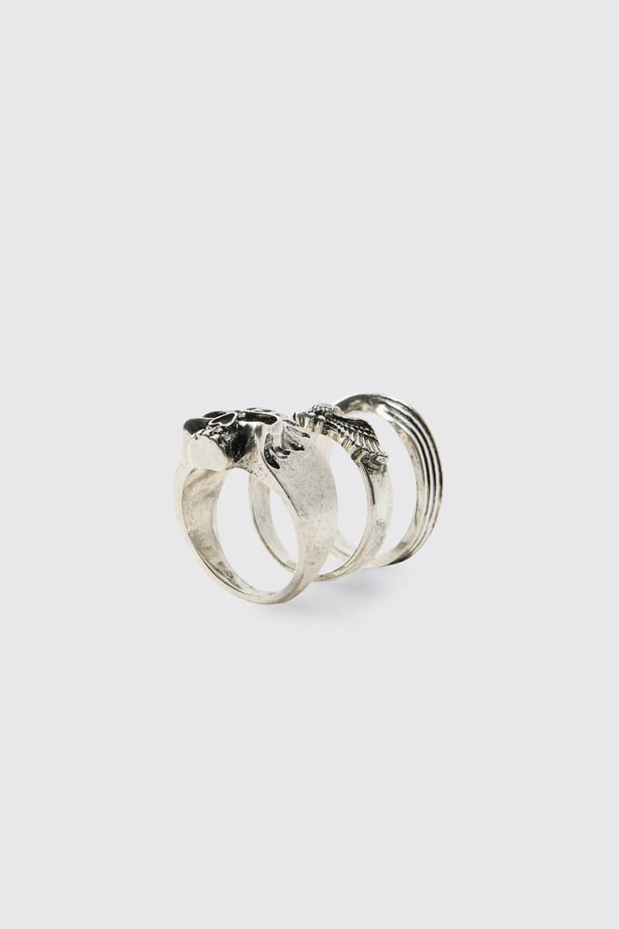3-pack Zilveren Gothic Ringen | Silver | Size Small/Medium