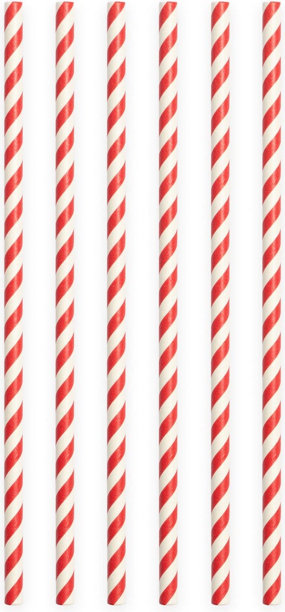 20 Papieren rietjes Rood - 6mm x 197mm