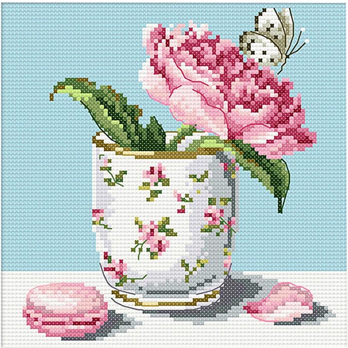 Bloemen gestempelde kruissteekpakketten Afmetingen voor beginners DIY 21 x 21 cm 14CT 21 x 21cm 14CT veelkleurig