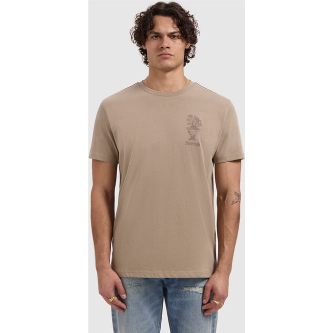 Pure Path T-shirt Embroidered Vase Taupe (26010106 - 53)
