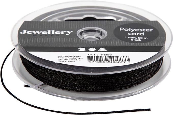 Polyester koord, dikte 1 mm, zwart, 50 m/ 1 rol