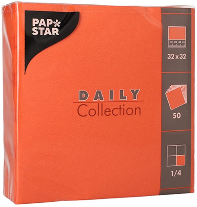 14x 50 Servetten DAILY Collection 1/4 vouw 32 cm x 32 cm nectarine