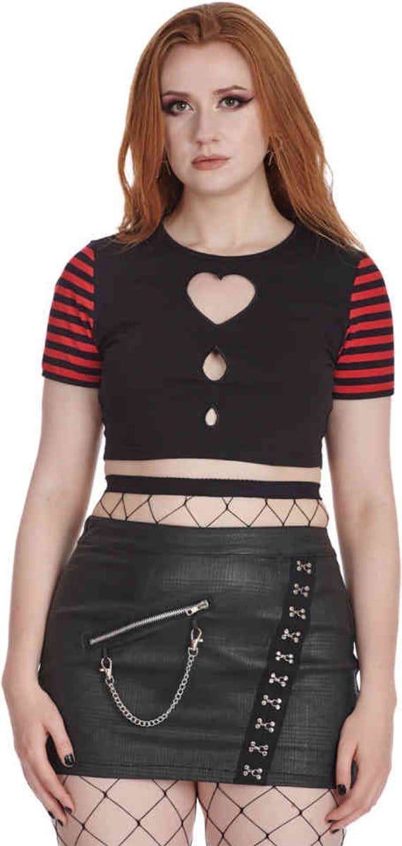 Banned - Aiko Cut Out Crop top - 2XL - Rood/Zwart