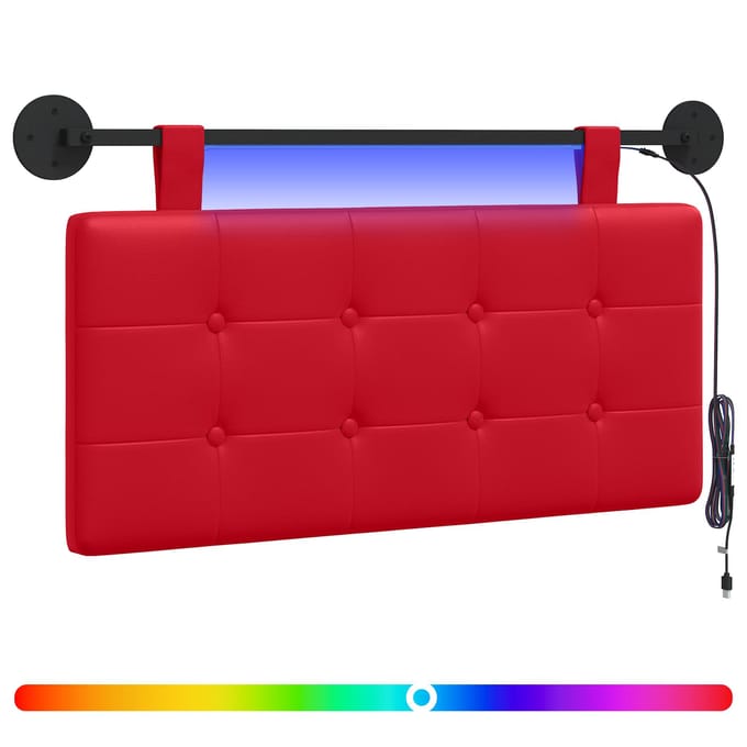 vidaXL Hangend hoofdbord Met LED-verlichting Rood Kunstleer