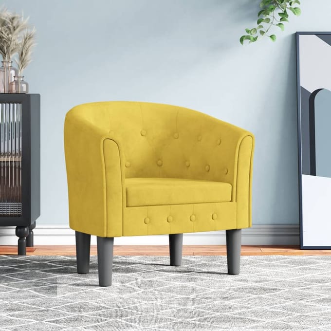 Vidaxl Clubfauteuil, Geel, Bekleed met Fluweel