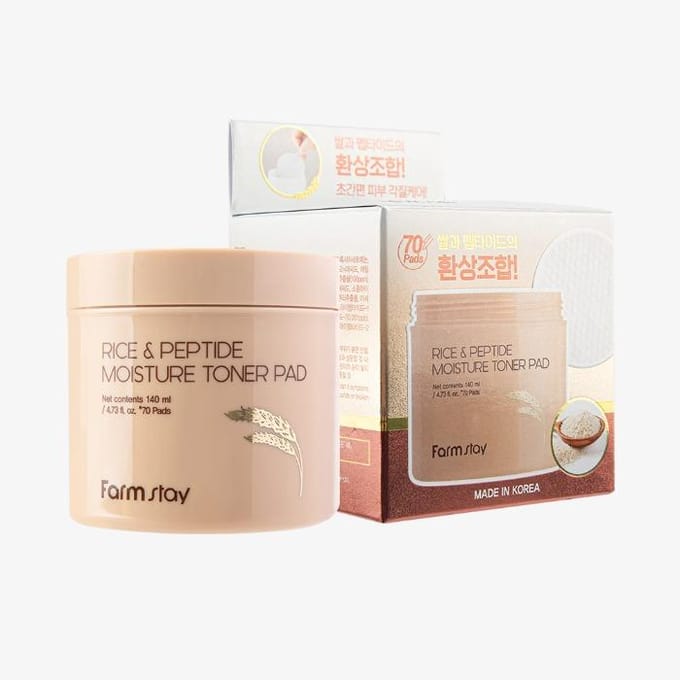 Farm Stay Rice Peptide Moisture Toner Pad 70pads + RANDOM GIFT beige