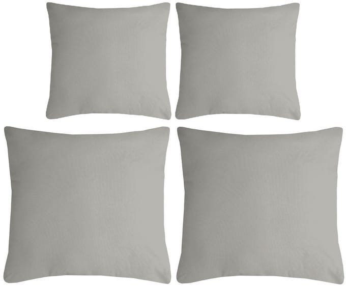 Stof Textile sierkussen Nelson - set 4x - lichtgrijs - 2 formaten - bank kussens - polyester