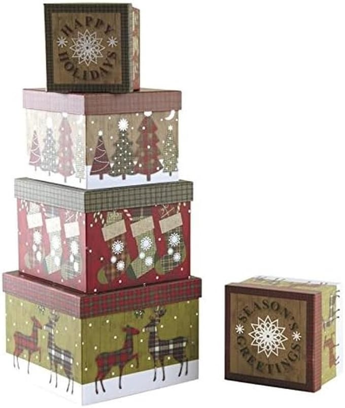 5 Stuks Lege Kerstcadeaudozen van Karton voor Opslag en Decoratie