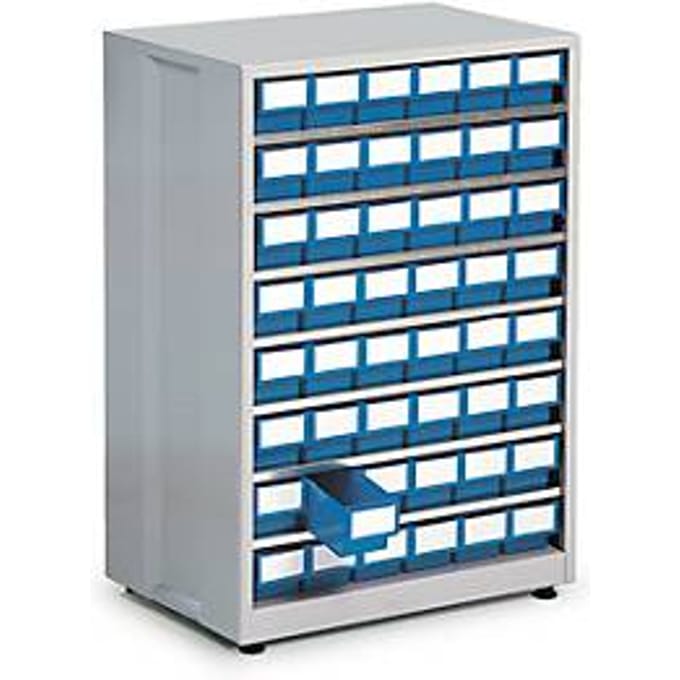 Schuifladestelling, met 48 schuifladen, blauw