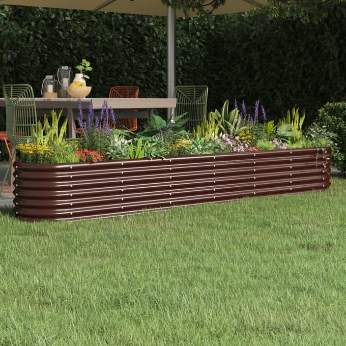vidaXL - Plantenbak - 260x40x36 - cm - gegalvaniseerd - staal - bruin