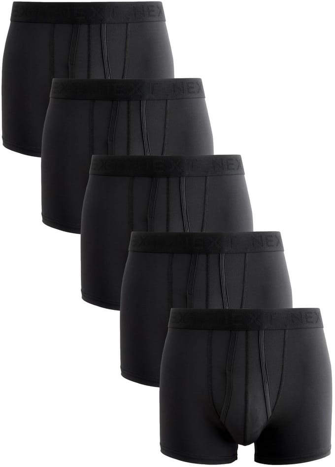 Next - Heren - Set van 5 katoenrijke boxershorts met A-voorkant - Zwart