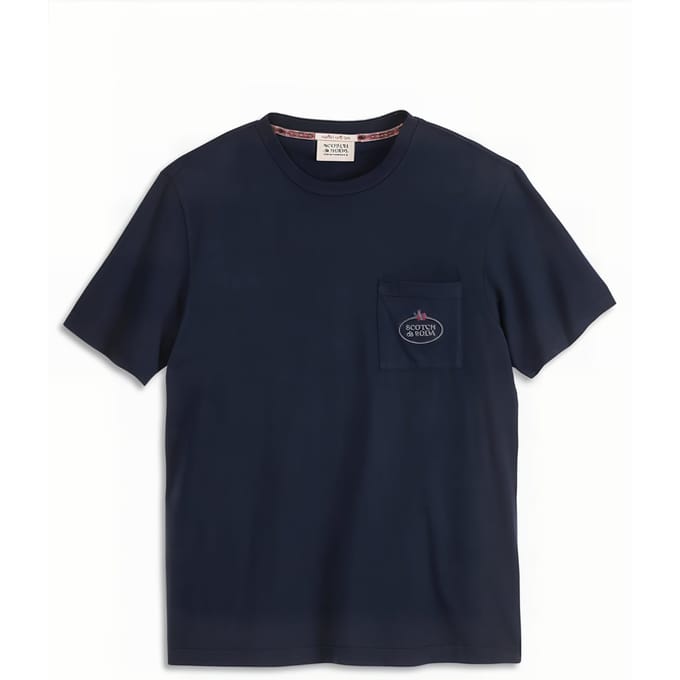 Scotch & Soda Garment Dyed Ss Pocket Tee Dark Blue Taglia: M | Magliette basic Outlet | Uomo | Blu