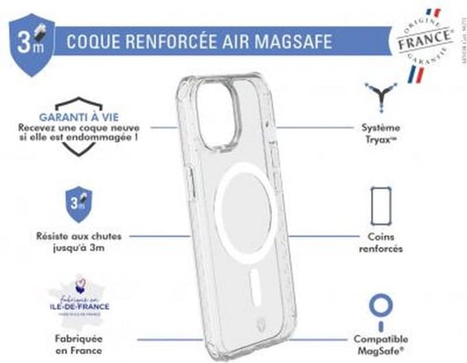 Force Case, Hoesje geschikt voor iPhone 15 - Air Series Versterkt & MagSafe Compatibel, Transparant