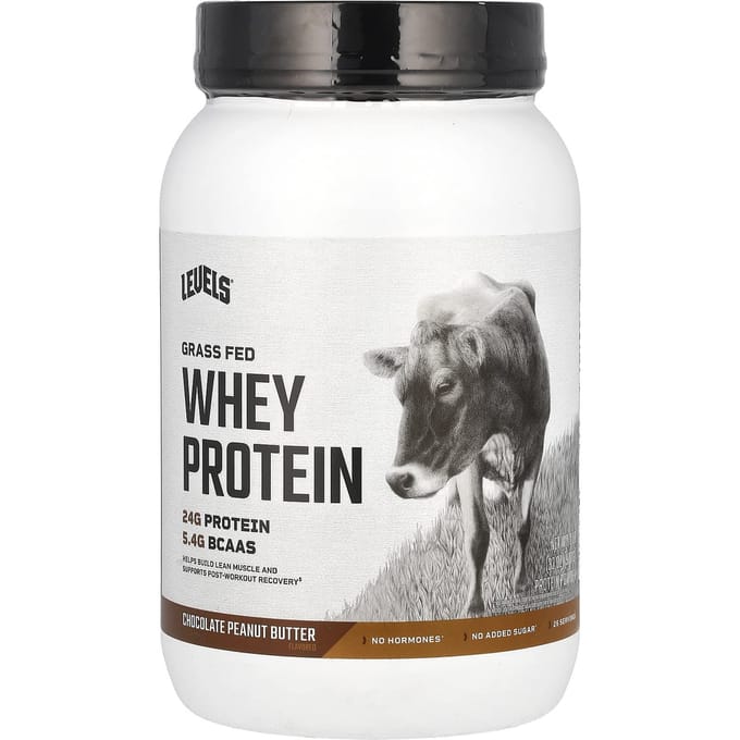 Levels, Wei-eiwitpoeder van grasgevoerde runderen, Chocolade Pindakaas, 2 lb (907 gram)