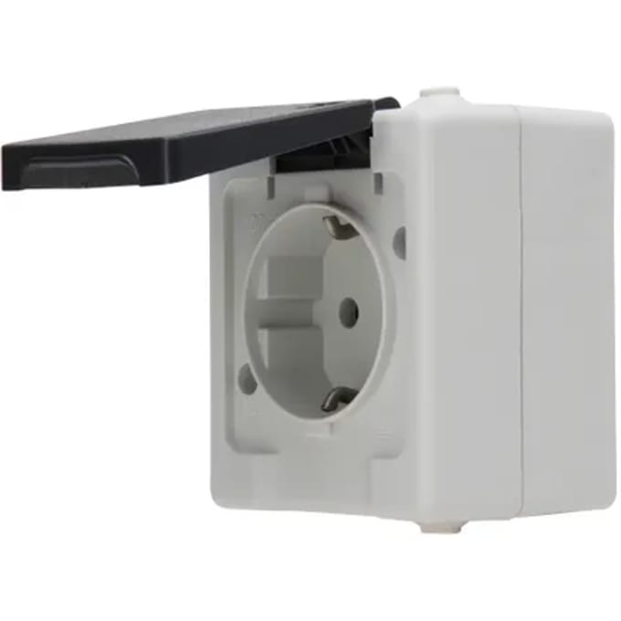 Baseline Wandcontactdoos - Grijs - Opbouw - Spatwaterdicht