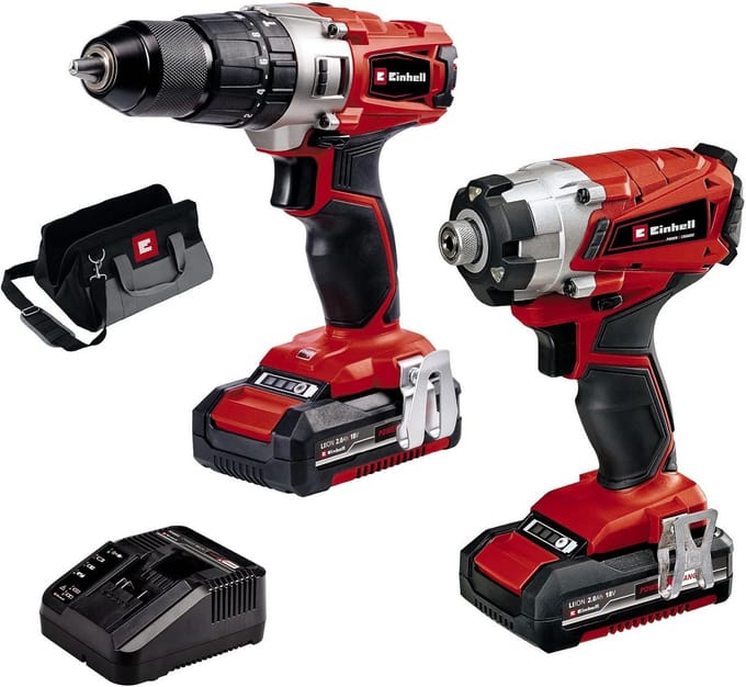 Combi Boor Slagschroef - Accu Gereedschap Set - Klus Klussen - Borstelloze Motor - 18 Volt - rood